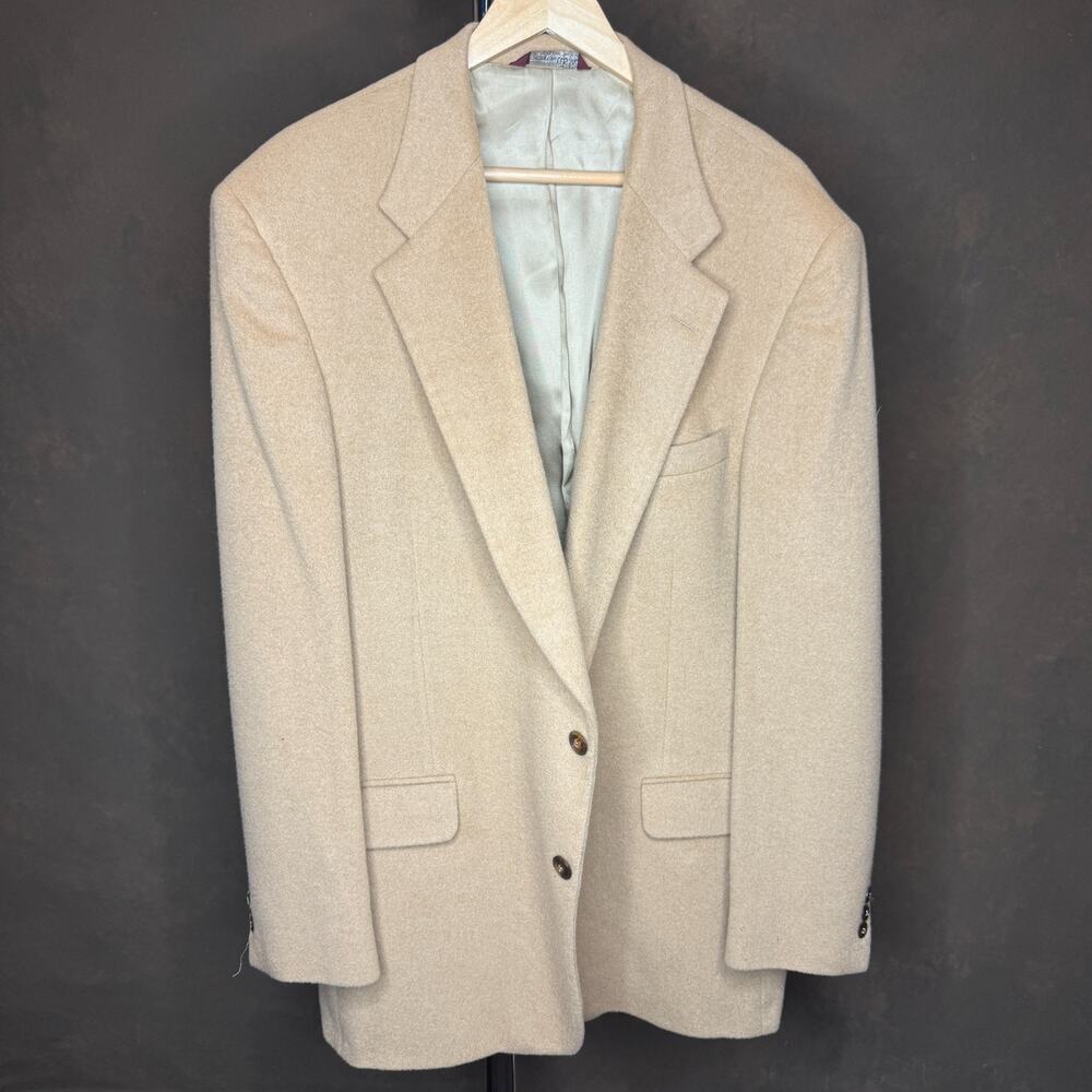 Bert Pulitzer 100% Camel Hair Jacket Blazer Men 44R Beige Tan Tailored USA